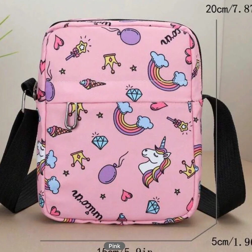 Girls mini cartoon unicorn printed bag . New